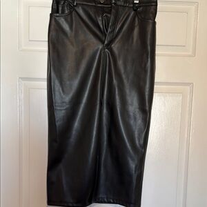 Black Leather Midi Skirt